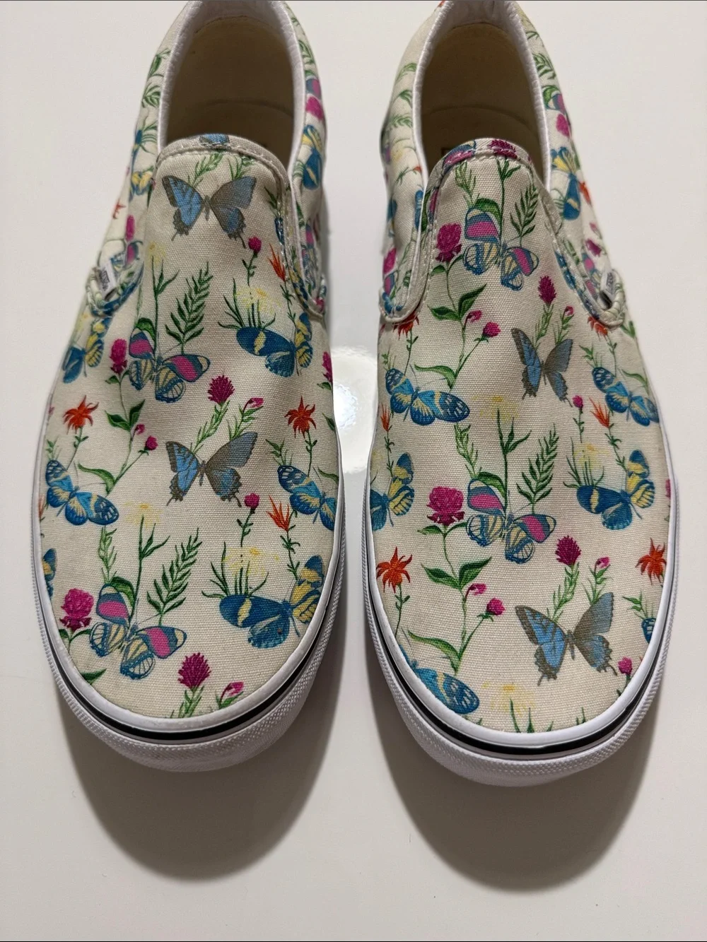 Vans Men's Size 12 Classic Slip On Butterfly Floral Sneaker Shoes Almost new